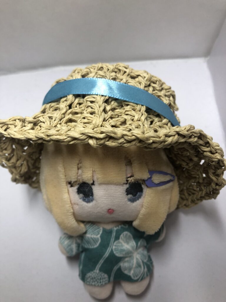 帽子にリボンを巻いた写真